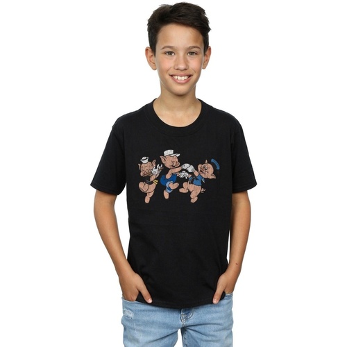 Vêtements Garçon T-shirts manches courtes Disney Three Little Pigs Having Fun Noir