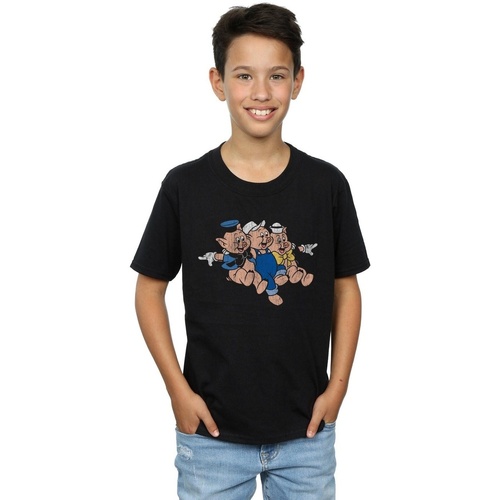 Vêtements Garçon T-shirts manches courtes Disney Three Little Pigs Jump Noir