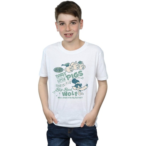 Vêtements Garçon T-shirts manches courtes Disney Three Little Pigs Who's Afraid Of The Big Bad Wolf Blanc
