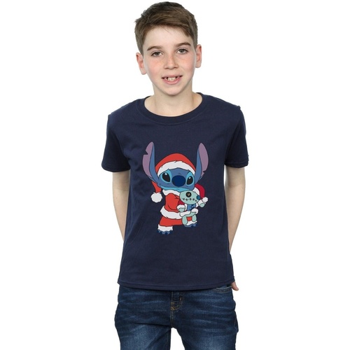 Vêtements Garçon T-shirts manches courtes Disney Lilo And Stitch Stitch Christmas Bleu