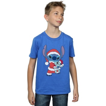 Vêtements Garçon T-shirts manches courtes Disney Lilo And Stitch Stitch Christmas Bleu