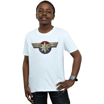Vêtements Garçon T-shirts manches courtes Marvel Captain  Chest Emblem Blanc