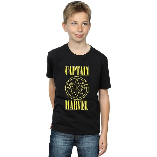 Vêtements Garçon T-shirts manches courtes Marvel Captain  Grunge Logo Noir