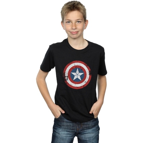 Vêtements Garçon T-shirts manches courtes Marvel Captain America Civil War Distressed Shield Noir