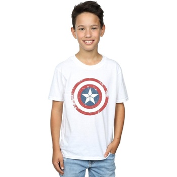 Vêtements Garçon T-shirts manches courtes Marvel Captain America Civil War Distressed Shield Blanc