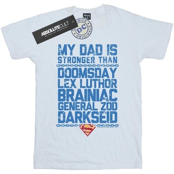 Vêtements Fille T-shirts manches longues Dc Comics Superman My Dad Is Stronger Than Blanc