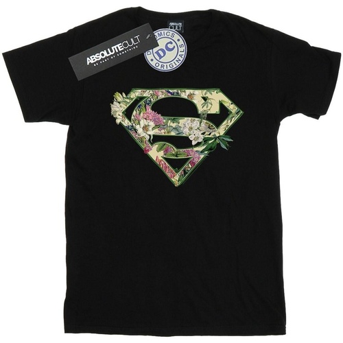 Vêtements Fille T-shirts manches longues Dc Comics Supergirl Floral Shield Noir