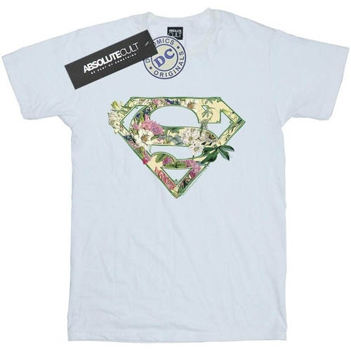 Vêtements Fille T-shirts manches longues Dc Comics Supergirl Floral Shield Blanc