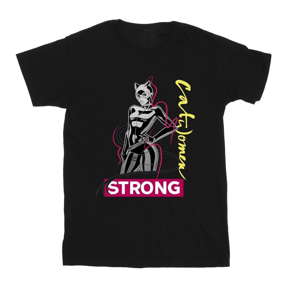 Vêtements Fille T-shirts manches longues Dc Comics Batman Catwoman Strong Noir