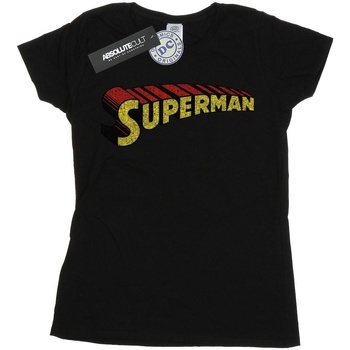 Vêtements Femme T-shirts manches longues Dc Comics Superman Telescopic Crackle Logo Noir