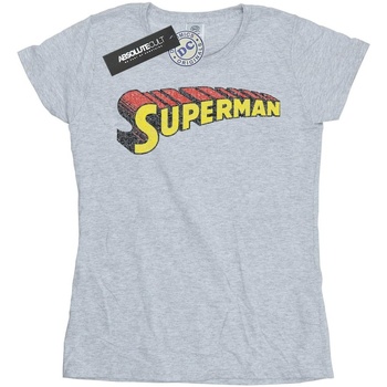 Vêtements Femme T-shirts manches longues Dc Comics Superman Telescopic Crackle Logo Gris