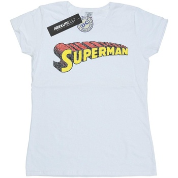Vêtements Femme T-shirts manches longues Dc Comics Superman Telescopic Crackle Logo Blanc