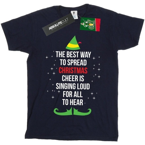 Vêtements Fille T-shirts manches longues Elf Christmas Cheer Text Bleu