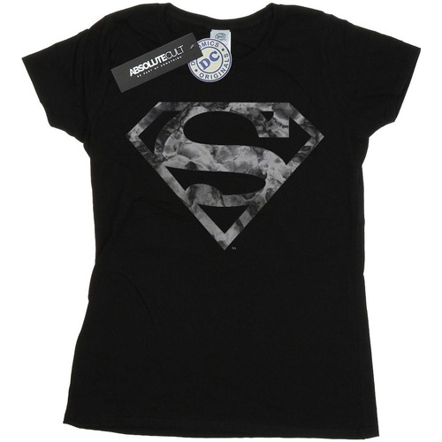 Vêtements Femme T-shirts manches longues Dc Comics Superman Marble Logo Noir
