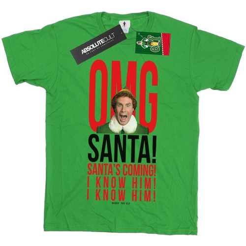Vêtements Fille T-shirts manches longues Elf OMG Santa I Know Him Vert