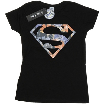 Vêtements Femme T-shirts manches longues Dc Comics Superman Floral Logo 2 Noir