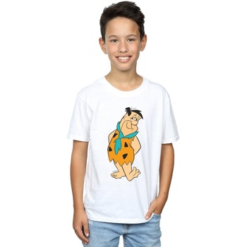 Vêtements Garçon T-shirts manches courtes The Flintstones Fred Flintstone Kick Blanc
