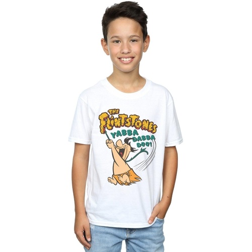 Vêtements Garçon T-shirts manches courtes The Flintstones Fred Yabba Dabba Doo Blanc