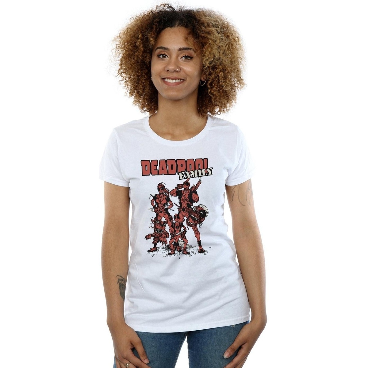 Vêtements Femme T-shirts Ready manches longues Marvel Deadpool Family Group Blanc