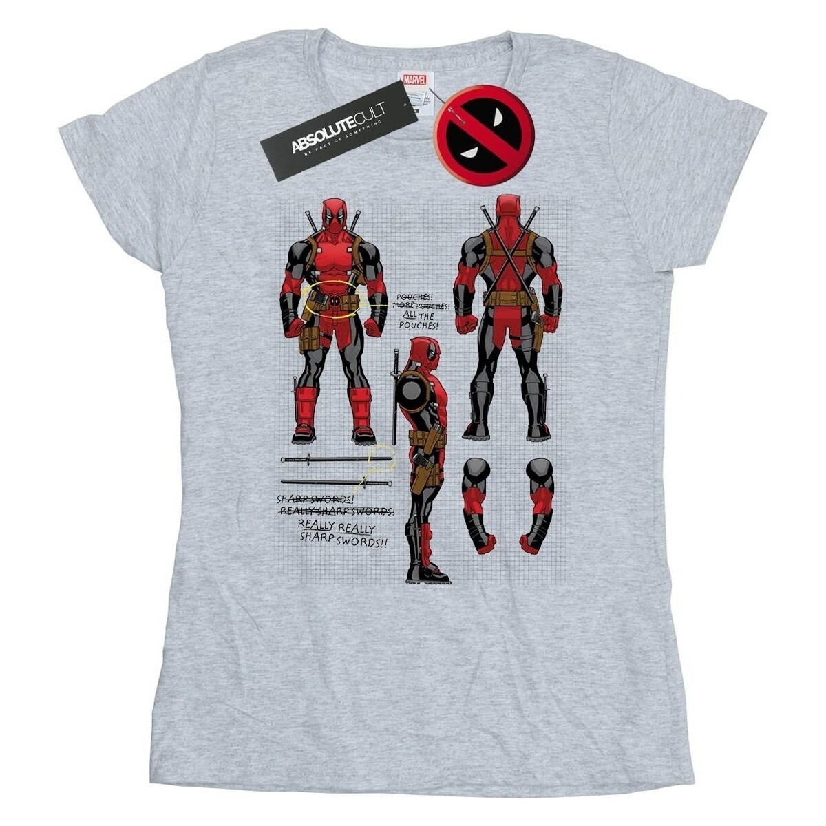 Vêtements Femme T-shirts manches longues Marvel Deadpool Action Figure Plans Gris