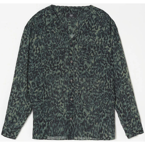 Vêtements Femme Chemises / Chemisiers Le Temps des Cerises Blouse zostere kaki à motif léopard Vert