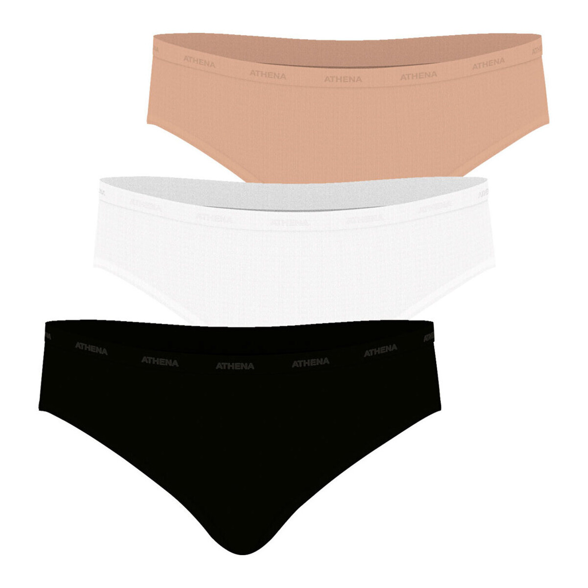 Sous-vêtements Femme Culottes & slips Athena Lot de 3 slips femme Ecopack Basic Blanc