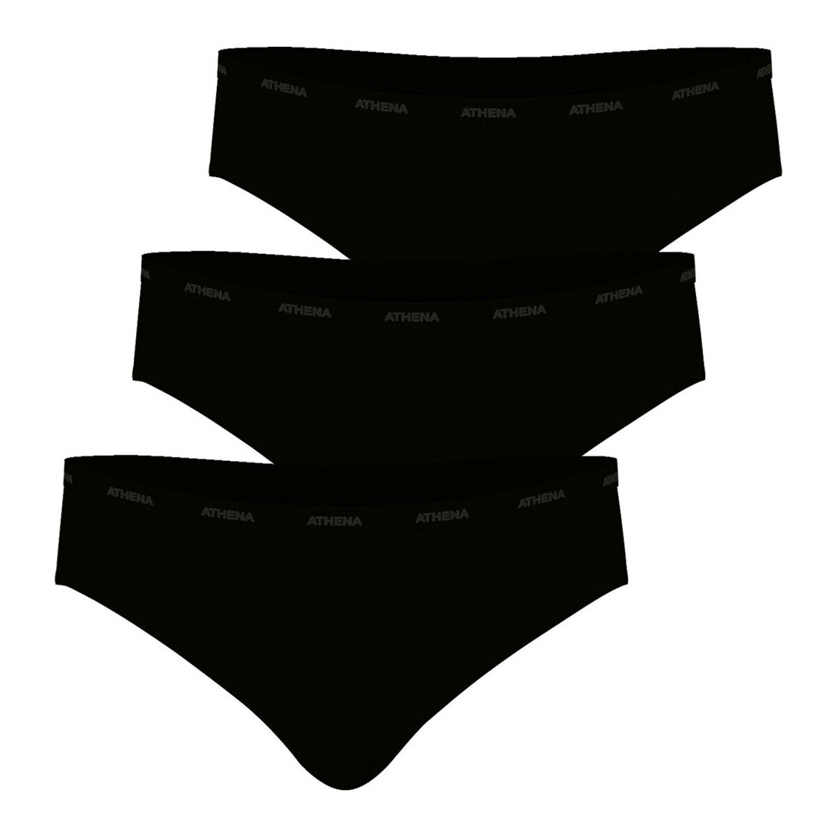 Sous-vêtements Femme Culottes & slips Athena Lot de 3 slips femme Ecopack Basic Noir