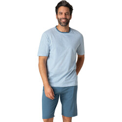 Vêtements Homme Pyjamas / Chemises de nuit Eminence Pyjama court col rond homme Coton Bio Bleu
