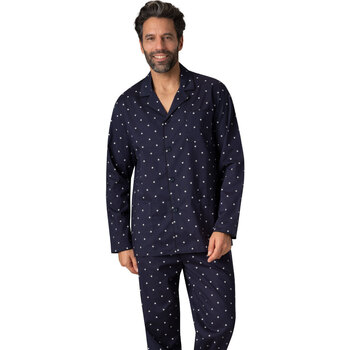 Vêtements Homme Pyjamas / Chemises de nuit Eminence Pyjama long ouvert homme Bleu