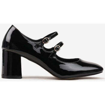 Chaussures Femme Escarpins Vera Collection Escarpin avec double brides, Verni noir Noir