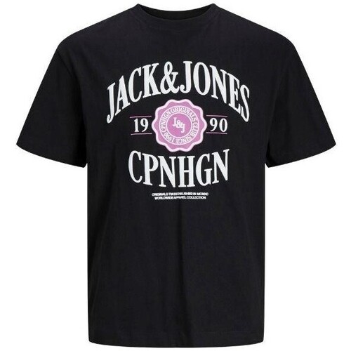 Vêtements Homme T-shirts manches courtes Jack & Jones 12251899 JORLUCCA Noir