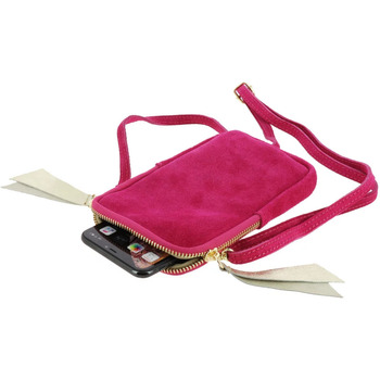 Dupond Durand HACE mini sac à bandoulière pour téléphone en cuir daim Rouge