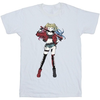 Vêtements Fille T-shirts manches longues Dc Comics Harley Quinn Standing Pose Blanc