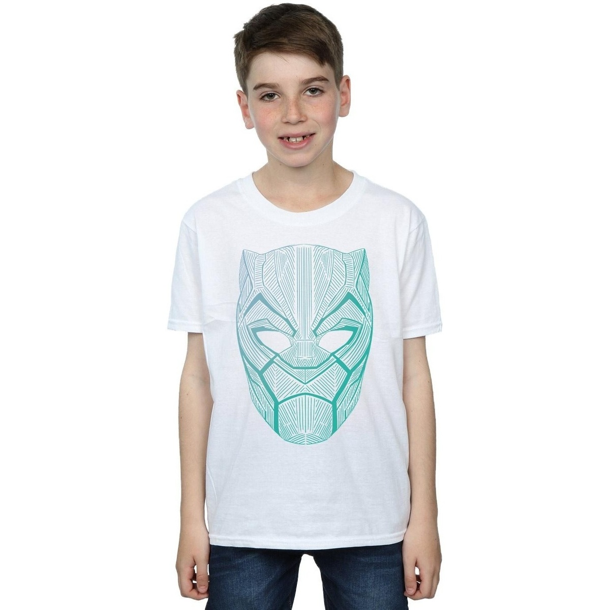 Vêtements Garçon T-shirts manches courtes Marvel Black Panther Tribal stay Mask Blanc