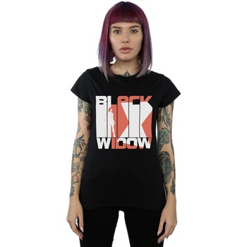 Vêtements Femme T-shirts manches longues Marvel Black Widow Movie Bars Logo Noir