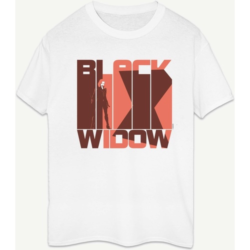 Vêtements Femme T-shirts manches longues Marvel Black Widow Movie Bars Logo Blanc