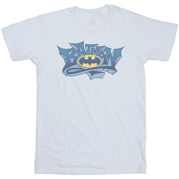 Vêtements Fille T-shirts manches longues Dc Comics Batman Graffiti Logo Blanc