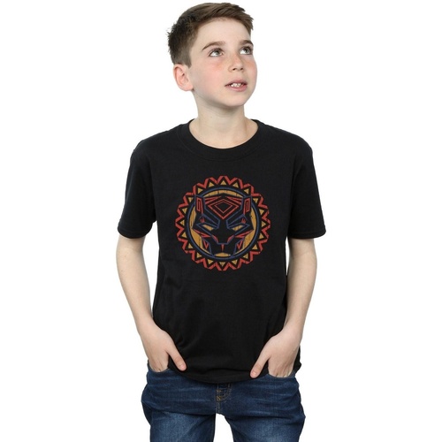 Vêtements Garçon T-shirts manches courtes Marvel Black Panther Tribal Panther Icon Noir