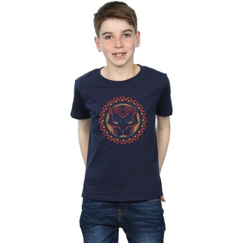 Vêtements Garçon T-shirts manches courtes Marvel Black Panther Tribal Panther Icon Bleu