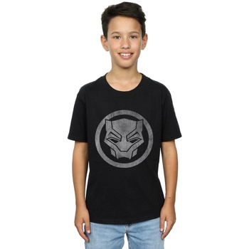 Vêtements Garçon T-shirts manches courtes Marvel Black Panther Distressed Icon Noir