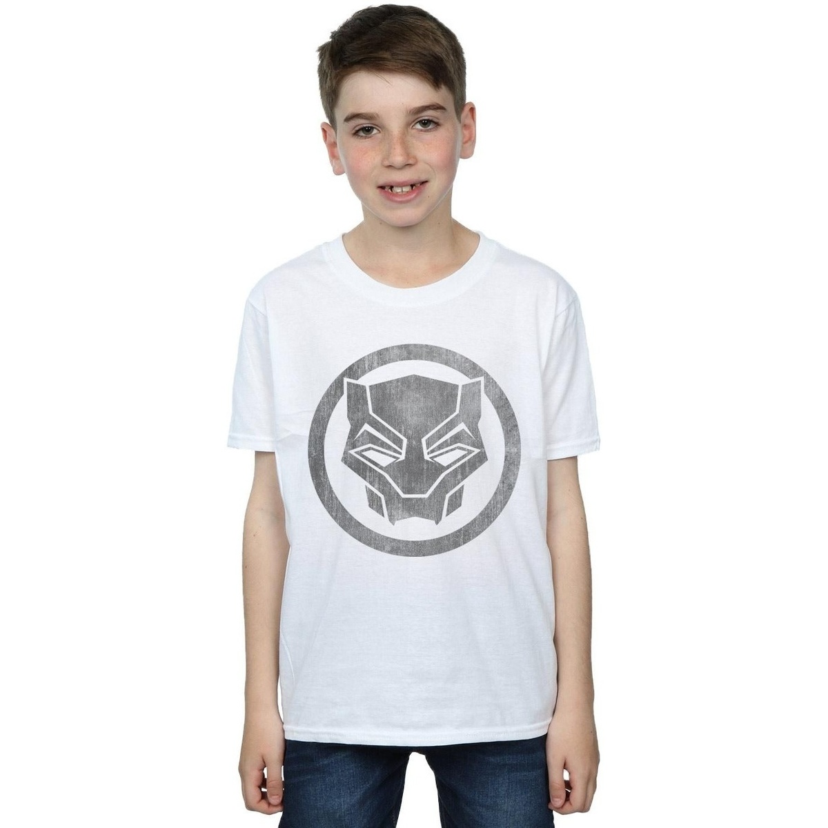 Vêtements Garçon T-shirts manches courtes Marvel Black Panther Distressed Icon Blanc