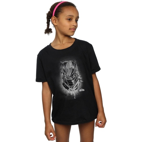 Vêtements Fille T-shirts manches longues Marvel Black Panther Spray Headshot Noir