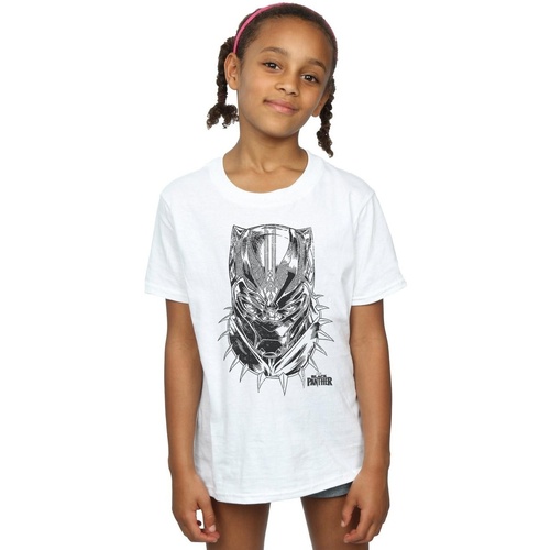 Vêtements Fille T-shirts manches longues Marvel Black Panther Spray Headshot Blanc