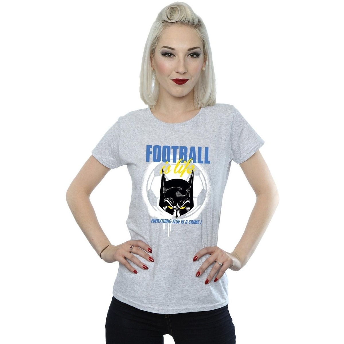 Vêtements Femme T-shirts manches longues Dc Comics Batman Football is Life Gris