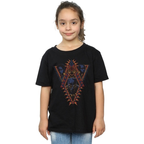 Vêtements Fille T-shirts manches longues Marvel Black Panther Tribal Heads Noir