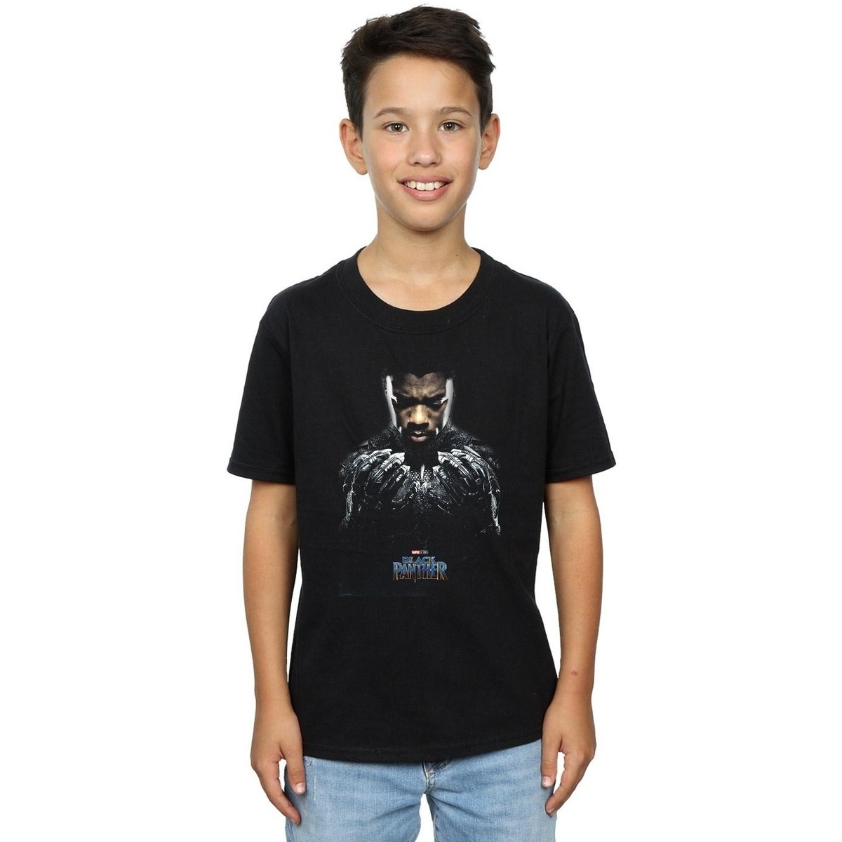 Vêtements Garçon T-shirts manches courtes Marvel Black Panther T'Challa Poster Noir