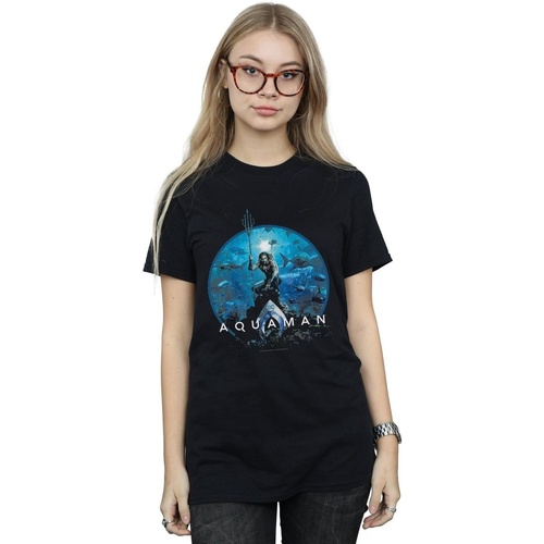 Vêtements Femme T-shirts manches longues Dc Comics Aquaman Circle Poster Noir