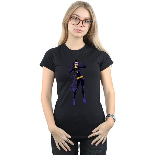 Vêtements Femme T-shirts manches longues Dc Comics Catwoman Happy Pose Noir