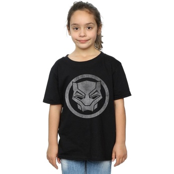 Vêtements Fille T-shirts manches longues Marvel Black Panther Distressed Icon Noir