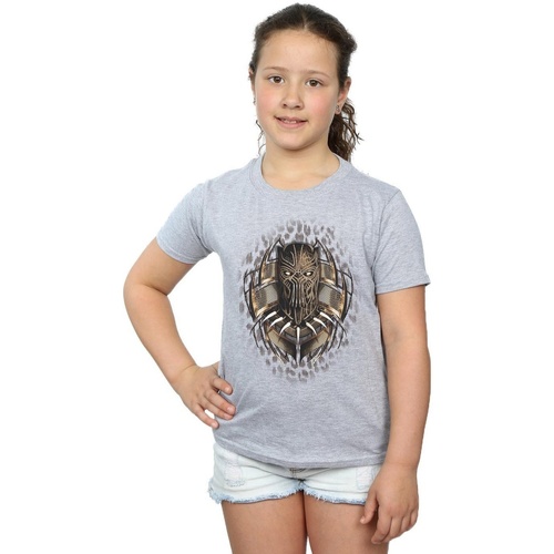 Vêtements Fille T-shirts manches longues Marvel Black Panther Gold Killmonger Gris